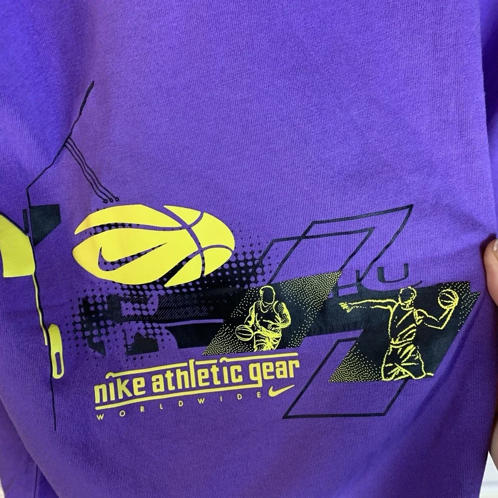 Nike Basketball Shirt XXL Purple Yellow Athletic Gear Double Sided Graphic DV963